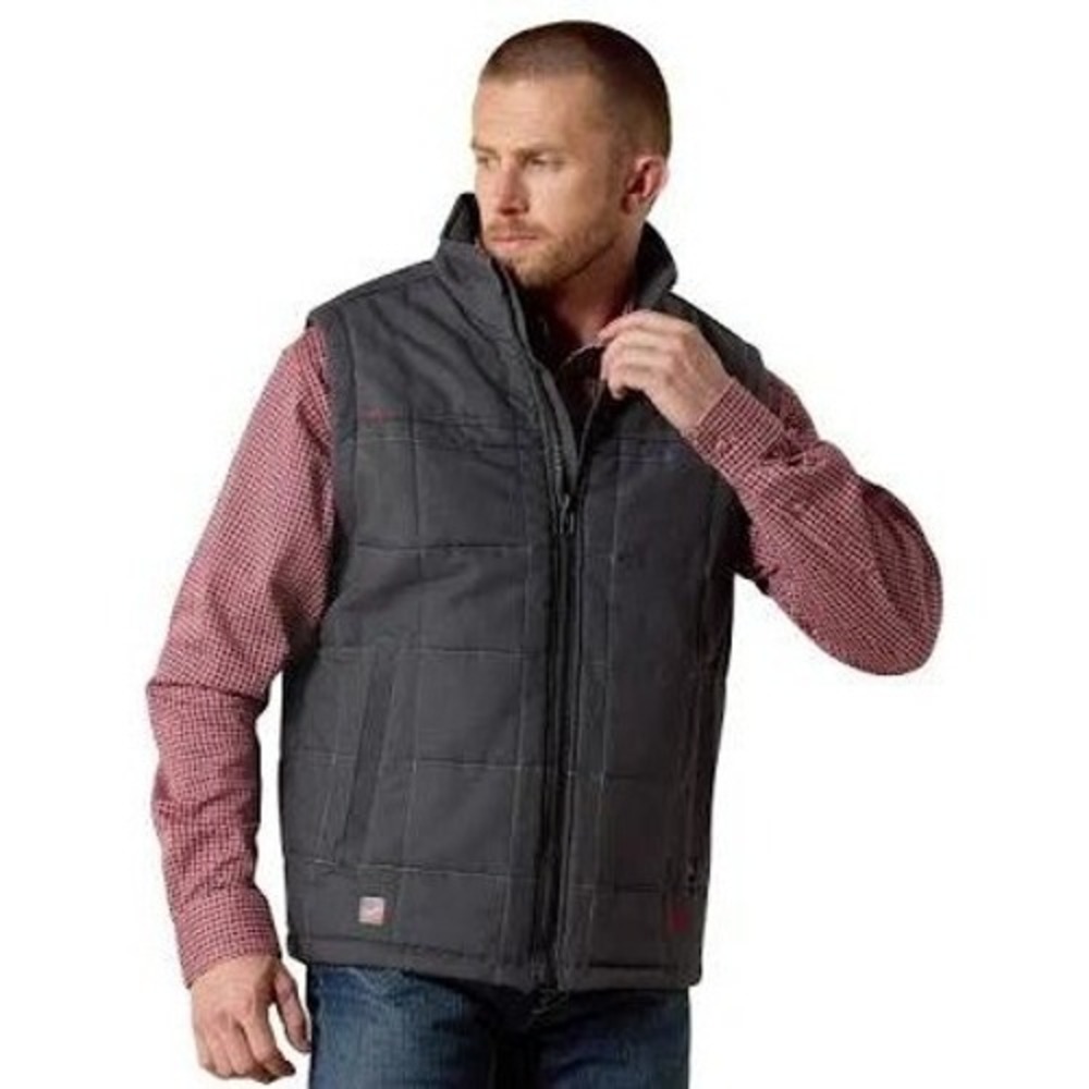 Ariat Mens Quilted Insulated Vest Gray Wind Water Resistant Full Zip M #17
